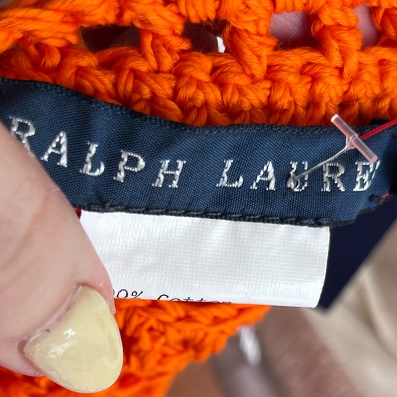 Vintage 90s Ralph Lauren crochet orange linen cotton dress tunic top NWT coverup - Picture 7 of 7
